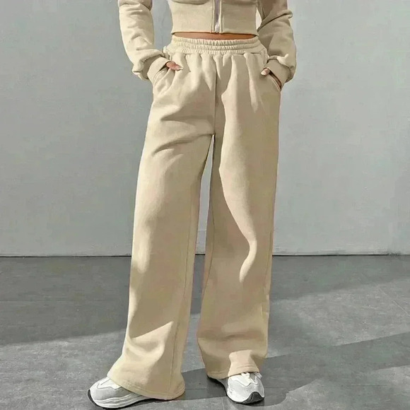 Khaki Casual Women's Zipper Front Hoodie And Pants Set - Picture 6 of 7